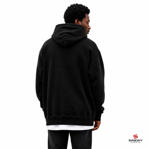 Sudadera con Capucha Negra para Hombre SINEWY SPORTS, Corte Regular, Color Sólido, Tejido Casual, 100% Poliéster, Antiarrugas, para Otoño - Product Image 2