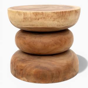 Tabouret en bois de suar massif naturel fait à la main, table d'appoint ronde en tronc d'arbre, table d'appoint pour la décoration du salon et du jardin - Product Image 5