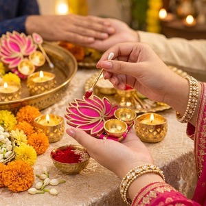 Indian Lotus Diya Hanging Garland Wedding Party Favor Artificial Flower String Thank You Gift Bag Diwali Puja Return <b>New</b> <b>Year</b> - Product Image 2