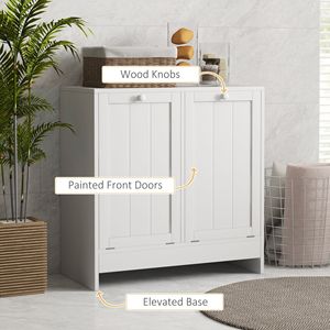 Mobiletto Bianco a 2 Scomparti con Cesto Ribaltabile, Soluzione ad Alta Efficienza per il Lavanderia - Product Image 6