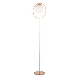 Lámpara de pie Moon Contemporary de metal dorado y vidrio esmerilado - Product Image 4