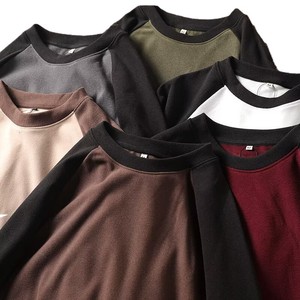Camiseta de Manga Larga para Hombre, Casual, Cálida y Suave, de Terciopelo de Doble Cara con Bloques de Color, Bordado con Logotipo Personalizado OEM de Fábrica BD China - Product Image 1