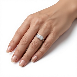 แหวนแฟชั่น Toi et Moi แหวนหมั้นสองเม็ดทรงหยดน้ำ แหวนแบบ Bypass ทองคำแท้ 10K/14K/18K ดีไซน์เรียบหรู แหวนทองคำสัญญา - Product Image 6