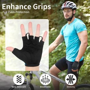 Guantes de Ciclismo para Hombre y Mujer, Acolchados, Ligeros, de Medio Dedo, Antideslizantes y Amortiguadores para Ciclismo de Montaña y Carretera - Product Image 2