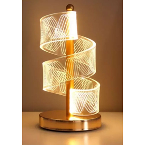 Elegant Spiral LED Table Lamp with Gold Iron Base and Clear Acrylic Shade Bedside <b>Night</b> <b>Light</b> for Bedroom Living Room - Product Image 6