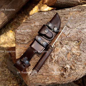 Couteau de chasse et de survie professionnel à lame fixe en acier Damas de haute qualité, forgé à la main, 13 pouces, manche en bois de wengé africain foncé - Product Image 5