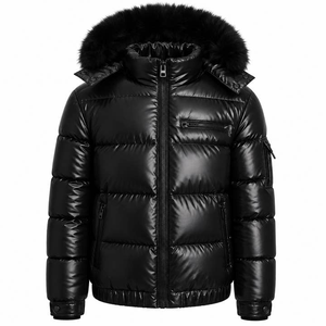 Veste d'hiver matelassée pour homme, à capuche, en duvet, avec fermeture éclair, style streetwear - Product Image 2