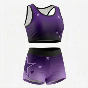 Ensemble soutien-gorge et short de cheerleading personnalisé, débardeur et short d'entraînement pour cheerleaders, tenue de compétition et d'entraînement - Product Image 5