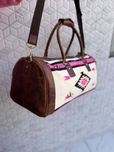 Sacs de voyage en cuir véritable de style vintage fait main, motif aztèque, cuir travaillé, sacs de voyage de grande taille, multi-usages - Product Image 3