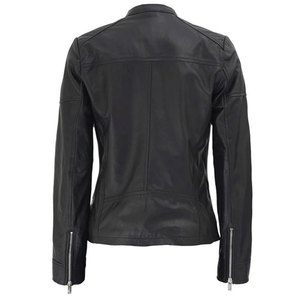 2026 Custom Women’s Black Genuine Lambskin Leather <b>Jacket</b> Textured Weave Pattern Slim Fit <b>Biker</b> <b>Jacket</b> - Product Image 2