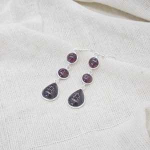 Minimalist Peace Design Amethyst Silver Drop <b>Earrings</b> Handmade 925 Sterling Silver Jewelry for Wedding Party Trendy Women/Unisex - Product Image 4