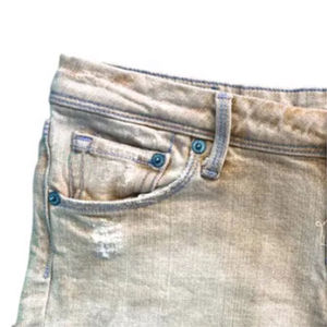 Pantalones Cortos de Lona Vaquera Lavada para Hombre, Cintura Media, Cierre de Botones, Casuales, Transpirables, Tejido Liso - Product Image 4