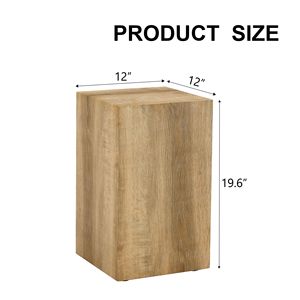 Tavolino moderno in MDF con Texture in legno chiaro e liscio Design elegante 12*12*19.6-elevare il tuo spazio vitale - Product Image 4