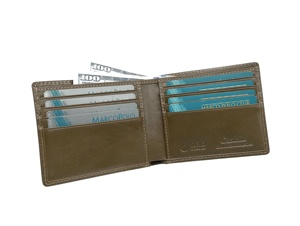 [Great Value] Top Quality Handmade Castello Leather RFID Men Bi-fold ID <b>Card</b> <b>Wallet</b> Passcase Orange Green Clearance Low MOQ - Product Image 2