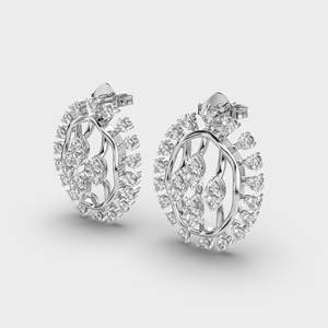 <b>Solid</b> 925 Sterling <b>Silver</b> Rhodium Brilliant Cut Diamond Stud <b>Earrings</b> | Classic Halo Design | IGI Certified Anniversary Gift - Product Image 2