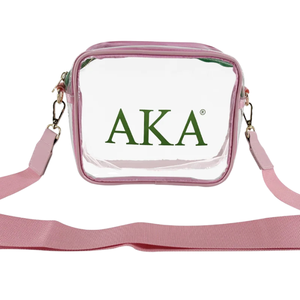 AKA <b>Clear</b> Cross Body <b>Bag</b> Transparent Pink & Green PVC Shoulder Purse Stadium Approved AKA Travel Event Crossbody <b>Bag</b> - Product Image 5