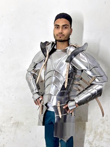 Armure complète médiévale de chevalier antique en acier gothique gaufré, avec gorget, tasset et protège-poignets pour cosplay et Halloween - Product Image 2