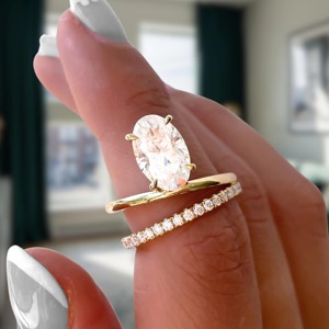 Oval Lab Grown Diamond Engagement Ring_ Twisted 14K Yellow Gold Band - Product Image 6