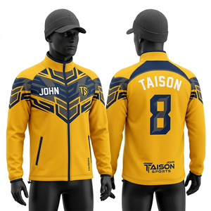 Veste d'entraînement de rugby pour hommes, 300 GSM, polaire polyester premium, marron gris, empiècements aux épaules, logo brodé personnalisé, vêtements de sport d'extérieur - Product Image 4
