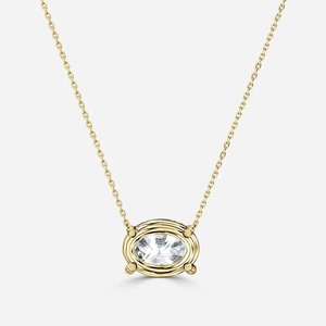 18K Yellow <b>Gold</b> Oval Lab Grown Diamond East West <b>Pendant</b> Necklace IGI Certified Solitaire Fine Jewelry Wholesale OEM ODM Surat - Product Image 2