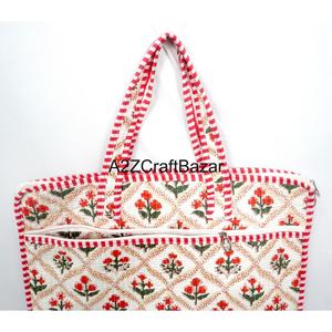 Handmade Classy Laptop Bag Eco-Friendly 100% Cotton Hand Block Print Quilted Zipper Closure Large Capacity Office Bag - Product Image 5