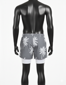 Shorts de plage pour hommes personnalisés par sublimation, shorts de bain 2 en 1 pour hommes avec doublure de leggings de compression, vêtements de plage tendance à séchage rapide - Product Image 2