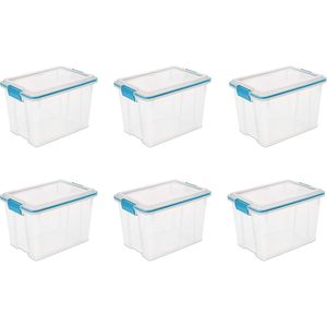 Contenitore di Stoccaggio Impilabile in Plastica Trasparente da 20 Qt con Coperchio a Chiusura Ermetica per Organizzazione del Seminterrato - Product Image 1