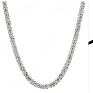 20inches 6MM Iced Cuban Link <b>Chain</b> 925 Sterling <b>Silver</b> Diamond Wedding <b>Extended</b> Clasp Thick Miami Luxury Statement Hip Hop - Product Image 1