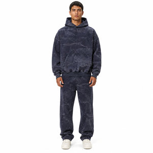 Conjunto de Pantalones y Sudadera con Capucha de Algodón Suave con Efecto Desgastado por el Sol, Diseño Moderno para la Comodidad Diaria - Product Image 1