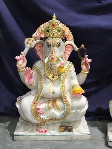 Lord Ganesh White Marble Statue - Product Image 6
