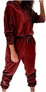 Chándal de chenilla bordado para mujer, conjunto de 2 piezas de chándal de terciopelo con diamantes de imitación para correr - Product Image 4