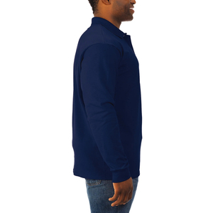 T-shirt décontracté bleu marine uni à manches longues, impression de logo personnalisée, tricoté 100% coton, séchage rapide, uniforme de travail uni - Product Image 4