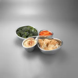 Contemporary Handcrafted Metal <b>Serving</b> Bowls <b>Set</b> Irregular Shape Polished Finish Dishwasher Safe Minimalist Design Party <b>Dishes</b> - Product Image 3