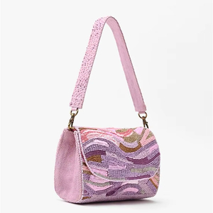 Sac à bandoulière de luxe vintage national perlé pour femme, pochette de soirée faite à la main, fermeture éclair écologique - Product Image 1