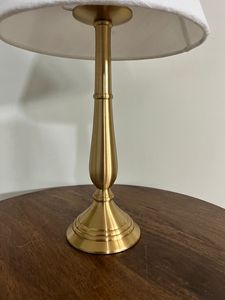 <b>Gold</b> Brass Silent Design Cylinder <b>Table</b> Lamp with Fabric Shade for Birthday <b>Bedside</b> Desk Light Bedroom Hotel - Product Image 4