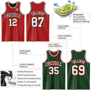 Best Custom Reversible Basketball Jerseys Plus Size Red Green Design Breathable Sublimated Uniforms Summer Wholesale Sportswear - Product Image 3