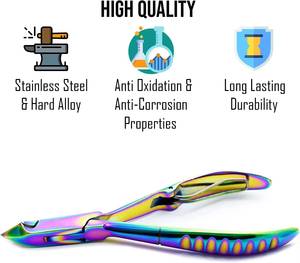 Morje Coupe-ongles chirurgical en acier inoxydable Rainbow 12,5 mm, à mâchoires biseautées, ouverture large, lame courbée, pointe acérée, durable, nouveau modèle - Product Image 4