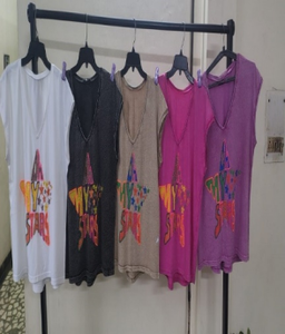 T-shirt en coton à manches courtes et col en V pour femme, haut léger au meilleur prix - Product Image 3