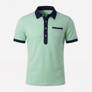 Camisa Polo de Oficina para Hombre de Tela de Poliéster de Alta Calidad con Bolsillo, Mangas Cortas, Estilo Casual, Ropa de Verano, Transpirable - Product Image 1