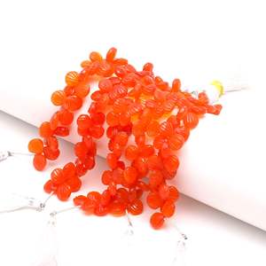 ลูกปัดหินคาร์เนเลียนธรรมชาติแกะสลักทรงเปลือกหอย เจาะรูด้านข้าง ขนาด 9-10 มม. ลูกปัดคาร์เนเลียนแกะสลักด้วยมือ สำหรับทำเครื่องประดับและขายส่ง - Product Image 6