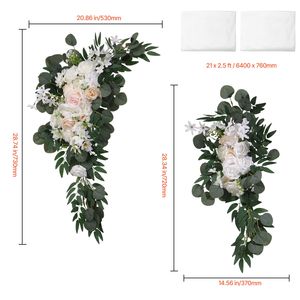 Kit di Fiori Artificiali per Arco Nuziale Bianco da 2,4 m, Composizione Floreale per Feste, Include 2 Pezzi She e 2 Pezzi Drapes (Confezione da 4) - Product Image 2