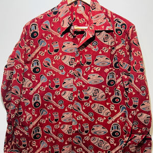 Chemise décontractée de luxe en coton rouge 100 % coton à manches longues pour homme, imprimée à la main, motif floral, collection exclusive Heritage - Product Image 1