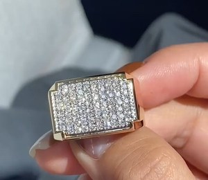 Moissanite Round Cut Diamond Pave <b>Set</b> <b>Ring</b> For Men's Original 925 <b>Sterling</b> <b>Silver</b> Fine Classic Style Gift For Birthdays party - Product Image 2