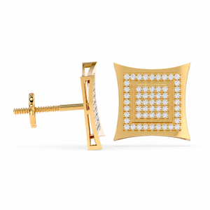 Pendientes de oro de 10 quilates con diamantes redondos auténticos de 0,50 quilates |   GH Color I Clarity Diseño de Halo Cuadrado |   Regalo de Joyería Fina de Lujo para Mujer - Product Image 2