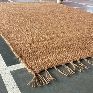 Geometric Natural Jute Area Rug Handwoven Solid Color Modern Living Room Bedroom Floor Carpet Durable Decor PET Friendly Extra - Product Image 2