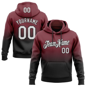 Wholesale Direct Industry New Design Custom Stitched <b>Burgundy</b> White-Black Fade Fashion Sports Pullover Sweatshirt <b>Hoodie</b> - Product Image 1