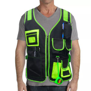 Chaleco de Caza Unisex Negro Verde Neón, Múltiples Bolsillos, Transpirable, Impermeable, Resistente al Viento, Tela Oxford, Sin Mangas, para Adultos, Uso Invernal - Product Image 1