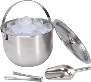 Cubo de Hielo de Acero Inoxidable Estilo Americano con Asa, Tapa y Pinzas, Enfriador de Hielo de Doble Pared Aislado para Restaurante, Bar, Fiesta, Moontstar - Product Image 2