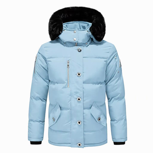 Chaqueta de Invierno Gris para Hombre, Parka Gruesa con Capucha y Ribete de Piel, Parka Cortavientos - Product Image 2