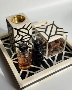 Geometric Resin Incense Holder Cube Fragrance Burner Desktop Aromatherapy <b>Diffuser</b> with Storage Box - Product Image 5
